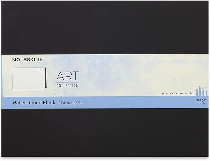 Moleskine Art Watercolor Block, Hard Cover, XL (7.5" x 9.75") Plain/Blank, Black, 20 Pages