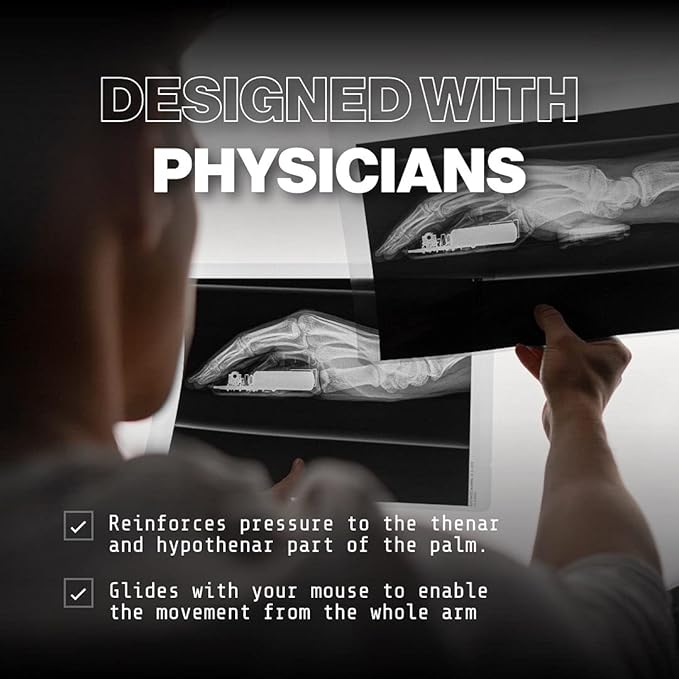 DELTAHUB Carpio 2.0 - Right-Handed Truly Ergonomic Wrist Rest for Mouse, Carpal Tunnel Support, Pain Relief, Anti-Fatigue, Easy Glide, Sleek, Office Computer, Laptop, Gaming - Small, Grey