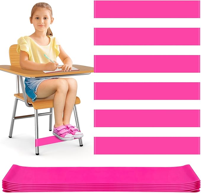 6 Pack Chair Bands for Kids with Fidgety Feet, ADHD Tools for Kids, ROOKEA Sensory Room Must Haves for Adhd Kids Fidget Chair Bands Autism Classroom Must Haves ADHD Tools for Classroom Home Chairs