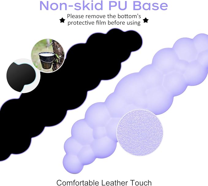 JIKIOU Upgrade Leather Cloud Keyboard Wrist Rest, Cloud Wrist Rest with Non-Slip PU Base, Comfortable Memory Foam Wrist Rest for Computer Laptop Mac Gaming Office and Pain Relief Christmas Wish Gift