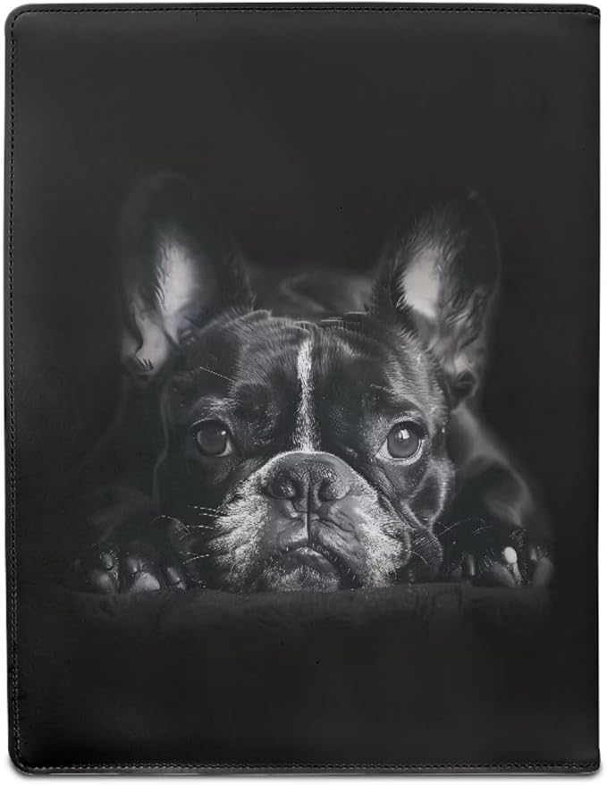 Office Folder Pug Dog Black Print PU Leather Padfolio with A4 Size Clipboard Clip for Business Resume Interview Document Sleeve Binder Folder for Men/Women