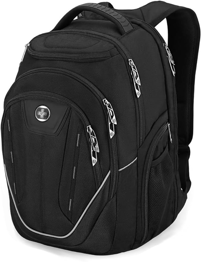Swissdigital Design Large Travel Backpack For Men, TSA-Friendly Business Laptop Backpack, USB Charging Port，RFID Protection Tech Backpack Fits 15.6Inch Laptop (TERABYTE J16BTF-02) One Nation One World
