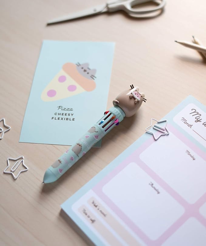 Grupo Erik Pusheen Pen | 10 In 1 Ballpoint Pen With 3D Pusheen Cat Topper | Pusheen Gifts - Pusheen Stationery | Multi Colour Pen | Cute Pen | Kawaii pen - Kawaii Stationery