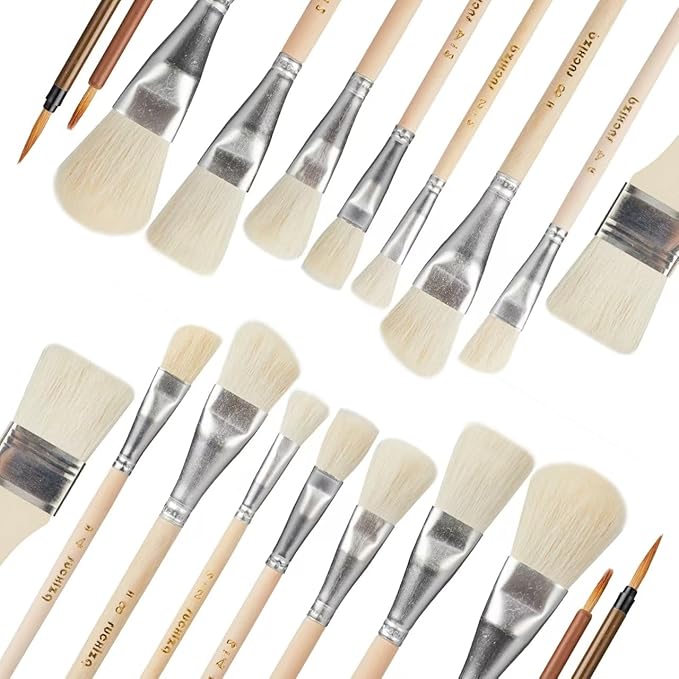 10 Pieces Glaze Brushes for Pottery Mop Brush for Pottery Glazing Goat Hair Blending Brush for Pottery
