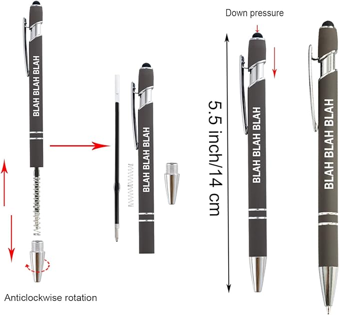 PASISIBICK 12 Pieces Funny Sarcastic Ballpoint Pens, Office Snarky Touch Screen Stylus Pen Encouraging, Black Ink (12 Color,Negative)