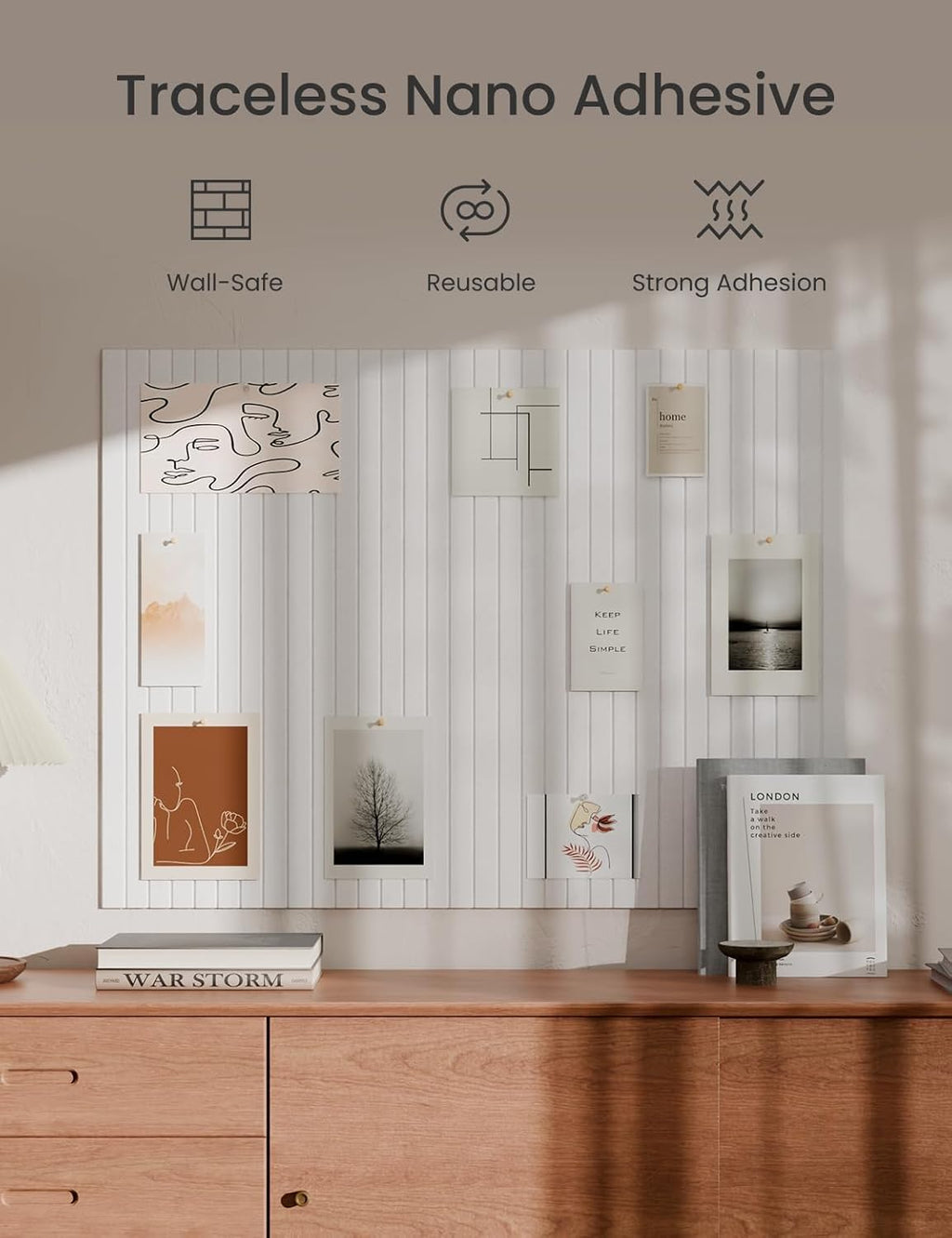 Bumusty Large Cork Board Alternative-47 x35 Felt Bulletin Board Tiles, with 30 Pushpins, 70 Adhesive Tabs, 12-Pack Slat Wall Paneling, Cork Boards for Office Push Pin Board Felt Board-Milky White