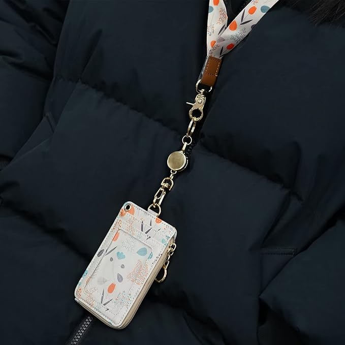 2 Pack Metal Retractable Badge Reel ID Badge Holder with Cord and Carabiner Key Chain (Gold)