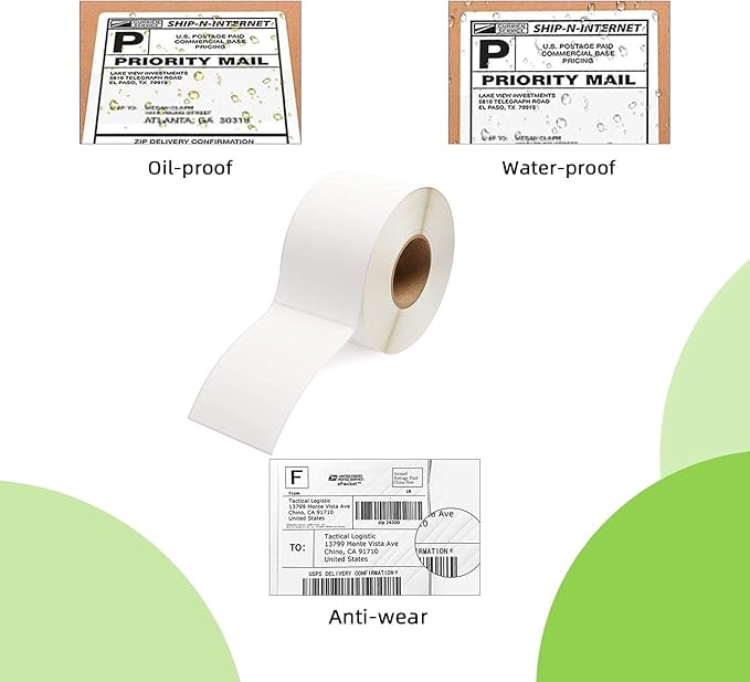 4"x 6" Multipurpose Direct Thermal Labels 3" Core Compatible for Zebra Industrial Printers Adhesive & Perforated (1 Roll, 1000 Labels/Roll)