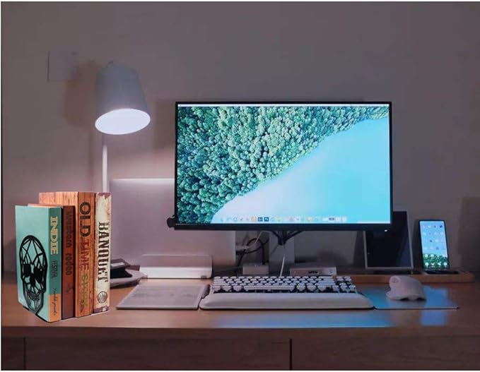 Metal Skull Design Black Bookend - Heavy-Duty Bookends for Shelves, Skull Book Ends for Heavy Books, Book Shelf Holder Home Office Decorative Desktop Organizer (1 Pair)