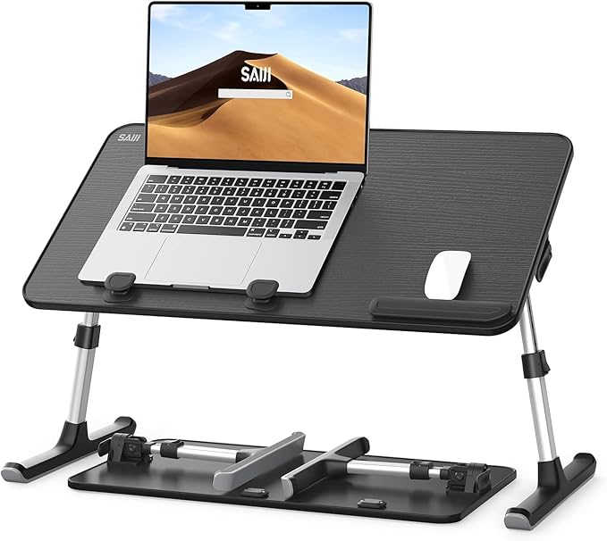 Laptop Desk for Bed, SAIJI Lap Desks Bed Trays for Eating Writing, Adjustable Computer Laptop Stand, Foldable Lap Table in Sofa and Couch (23.6 x 13,Black)