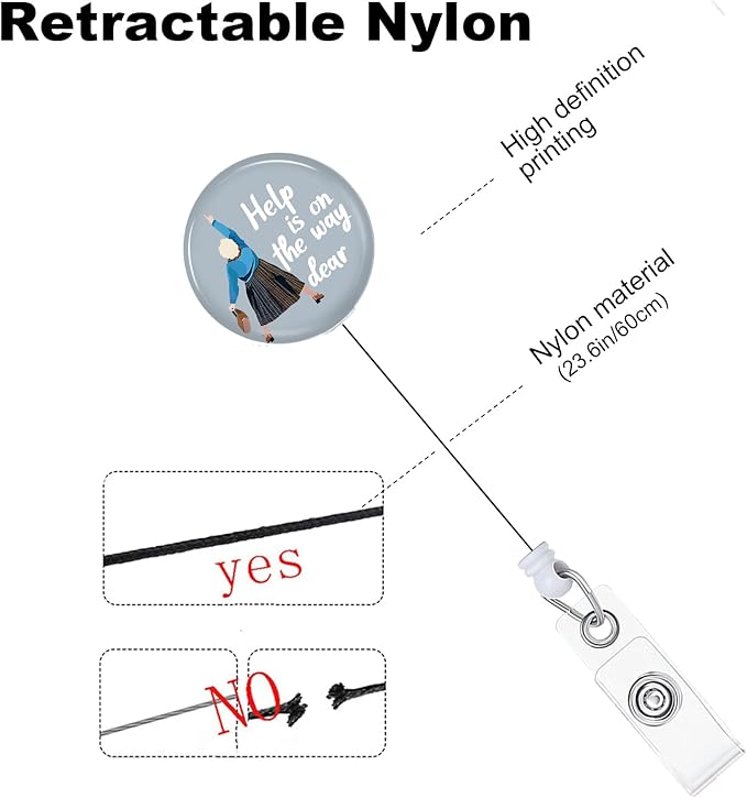 Help is on The Way Dear Green Badge Reels Holder Retractable with ID Clip for Nurse Name Tag Card Nursing for Doctor Teacher Student Employee Office Medical Work