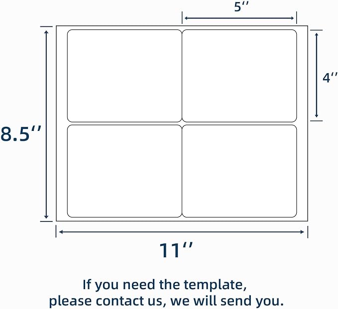 100 Sheets 400 Labels 4"x5" 4 Up Shipping Address Labels for Laser & Inkjet Printers, Permanent Adhesive 4 to a Page, 4 Stickers per Sheet