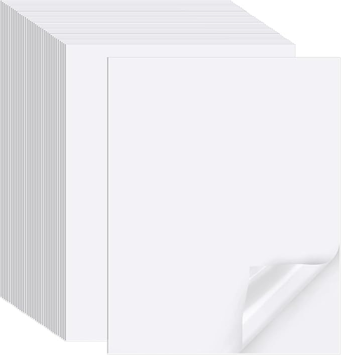 Printable Sticker Paper for Inkjet Printer, 300 Sheets 8.5" x11” Matte Sticker Printer Paper Full Sheet Labels, Sticker Paper for Printer Sticker Labels, for Laser/Inkjet Printers, Letter Size