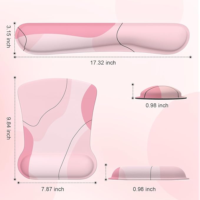 iCasso Mouse Pad with Wrist Rest, Keyboard Wrist Rest, Made of Memory Foam, Ergonomic Support, Easy Typing and Relieve Wrist Pain, Perfect for Gaming, Computer, Office, Laptop