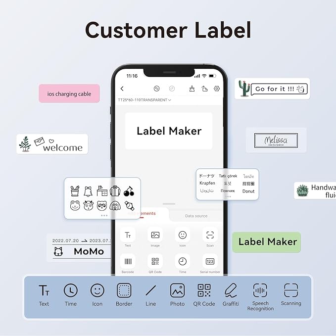 NIIMBOT Label Maker Tape for D11/D110/D101 Label Maker, 15 x 30 mm (0.59'' x 1.18'')-210 Tapes/Roll for Home Office Labeling Tape Replacement, White