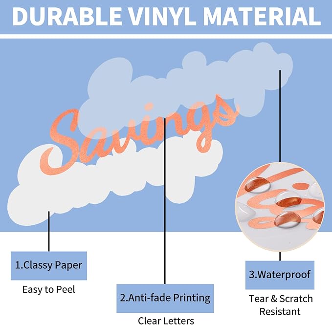 80 Cash-Envelope Budget Category Stickers - Rose Gold Vinyl Decals, Budget Binder Labels for Finance Planner & A6 Cash Binder, Budgeting Category Letter Stickers for Budget Wallet, Money Organizer