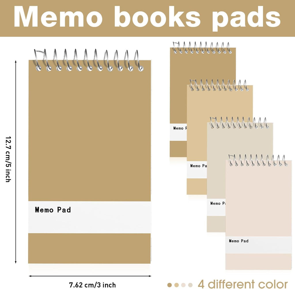Thenshop 100 Pads Spiral Memo Bulk 3'' x 5'' Top Bound Memo Book 60 Sheets Small Mini Notebooks Lined Wire Bound Pocket Steno Book for Home, Office, School (Colorful)