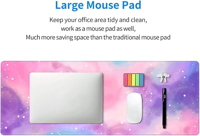 Extended Gaming Mouse Pad, Large Gaming Mouse Waterproof with Stitched Edges, Non-Slip Desktop Pad for Home and Office, Level Up Your 31.5x11.8 Inch… (Iridescent Cloud)