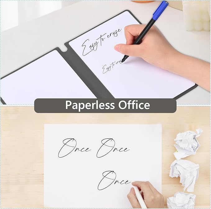 Portable Dry Erase Board,Portable White Board,Small Dry Erase Board,Foldable,Erasable,Repeatable,9.5 * 6.6 inches,for Office,Home,School,Study,Meeting(Black)