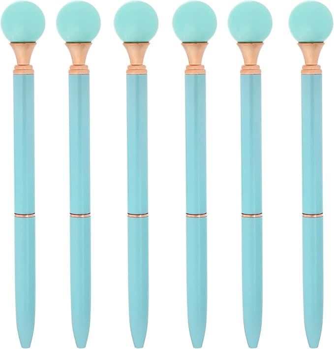 6 Pieces False Pearl Decoration Twist Metal Ballpoint Pen Ball Pen 1.0 MM Black Ink