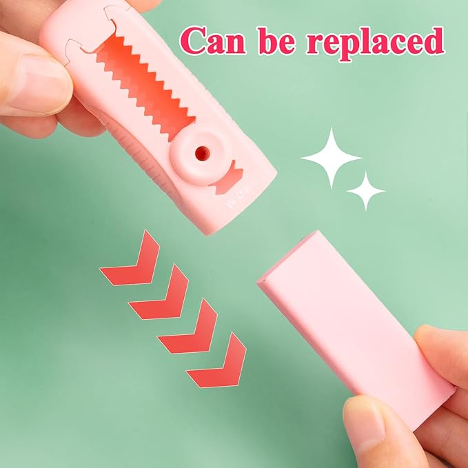 M&G 4+1 Pack Rubber Pink Erasers Sliding Retractable Eraser, Soft Cute Erasers Push Pull Large Pencil Erasers with Plastic Sleeve 4 Refill Eraser for School Students Kids Office Home Supplies