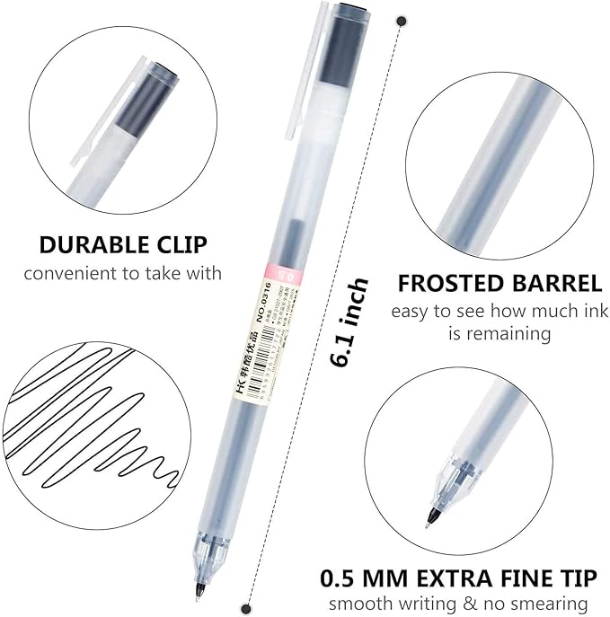 Premium Gel Ink Pen Fine Point Pens Ballpoint Pen 0.5mm for Japanese Office School Stationery Supply 12 Packs