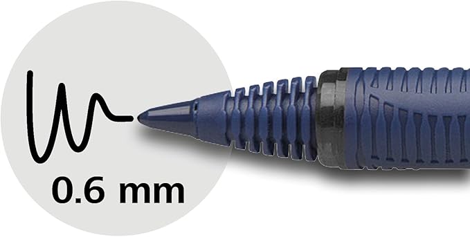 Schneider One Business Rollerball Pen, 0.6 mm Ultra-Smooth Tip, Blue Barrel, Black Ink, Box of 10 Pens (183001)