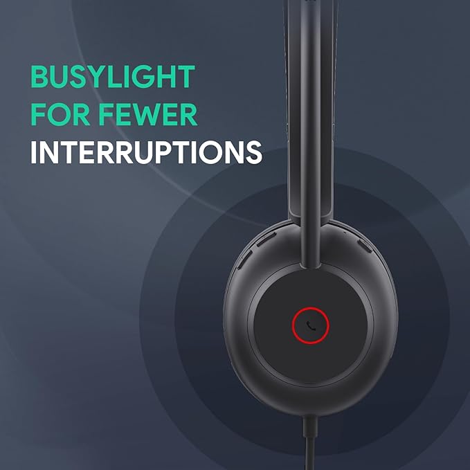 Yealink UH35 Professional USB Headset, Dual Wired Headset with Noise Cancelling Microphone, Call and Music Mode, Lightweight Comfort Design, Stereo, Teams Certified