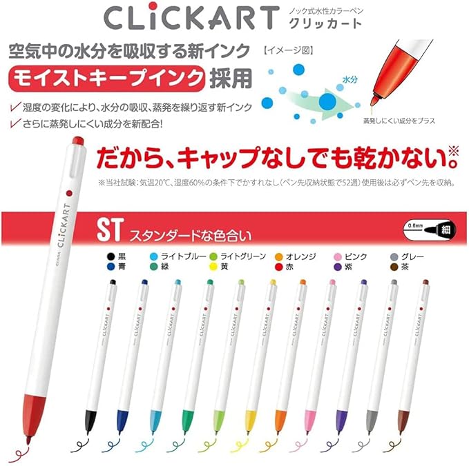 Zebra WYSS22-36C-N Clickart Water-Based Markers, 36 Colors, Case Included
