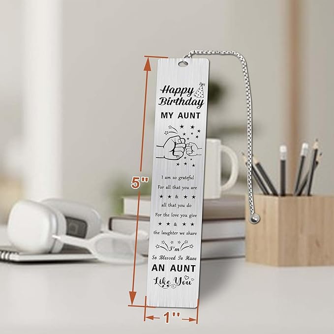 Happy Birthday Aunt Bookmark, Aunt Birthday Gifts, Aunt Birthday Decorations from Niece