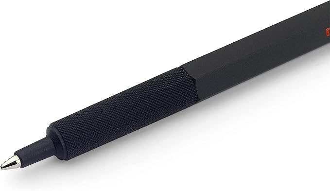 rOtring 600 Retractable Metal Ballpoint Pen, Medium Point, Black Ink, Black Barrel, Great Gift for Coworker