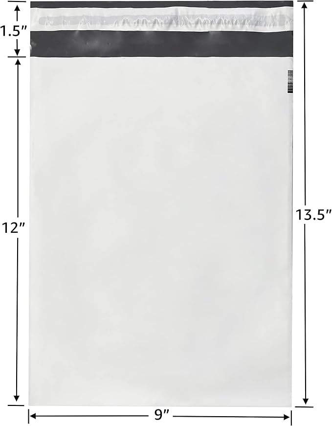 Colored Poly Mailers Pack of: Be creative with your packaging with Colored mailers (White, 9" x 12" pack of 1000)