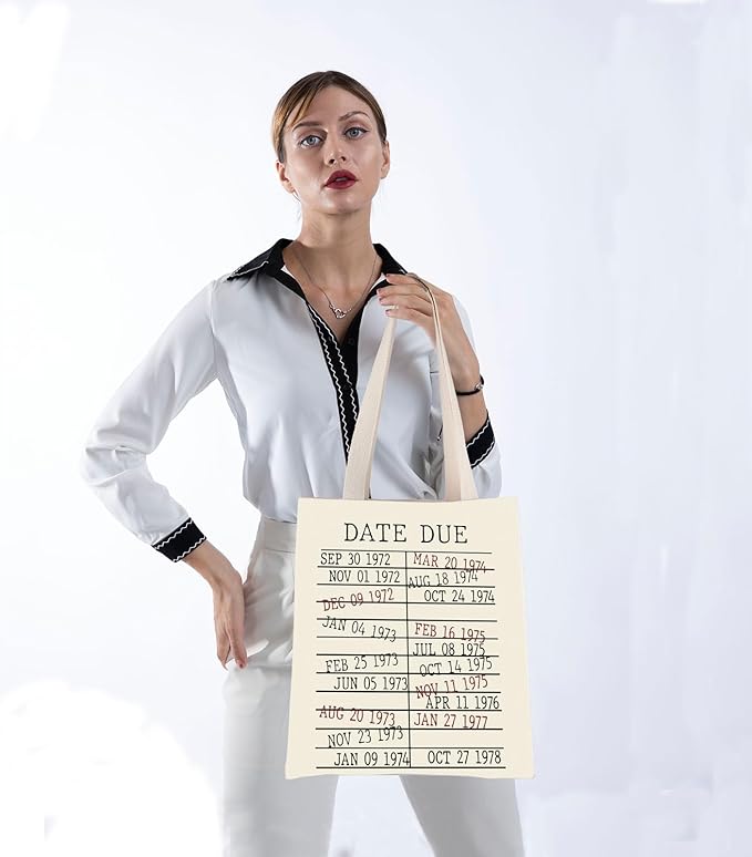 Library Book Date Due Book Sleeve Gift Book Bag Gift for Book Lover Librarian Gift Bookish Gift (Date Due Tote Bag)