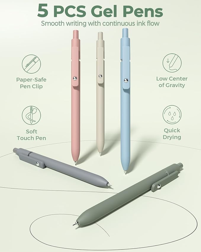 Four Candies 56 PCS Aesthetic School Supplies with Large Pencil Case, 6 Colored Ballpoint Pens, 12 Pastel Highlighters, 5 Black Ink Gel Pens, 9 Mechanical Pencils 0.5-2.0mm Student Essentials (Green)