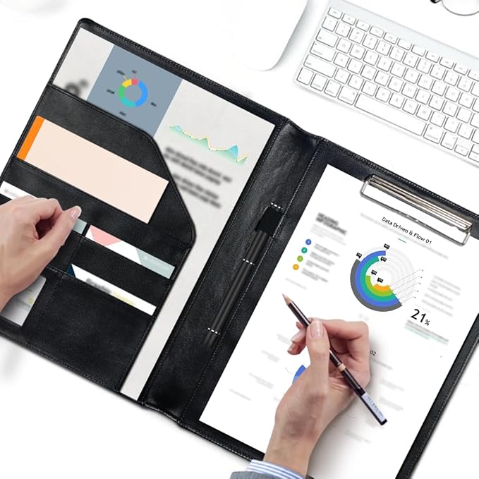 Cozeyat PU Leather Padfolio for Women Bible Inspirational Quotes with Rose Print Conference Folder Portfolio Interview Resume Folder A4/Letter Size