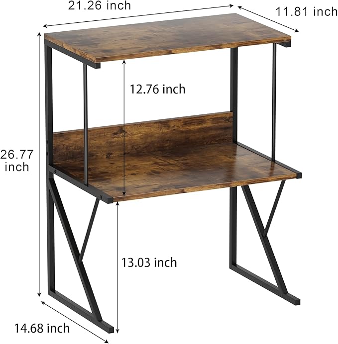 Printer StandAboxoo Printer Stand for Desk, Desktop Printer Shelf Large Printer Stands 3 Tiers Multi-Purpose Desk Office Organization Shelves for Home Office Printer Fax Book, Rustic Brown