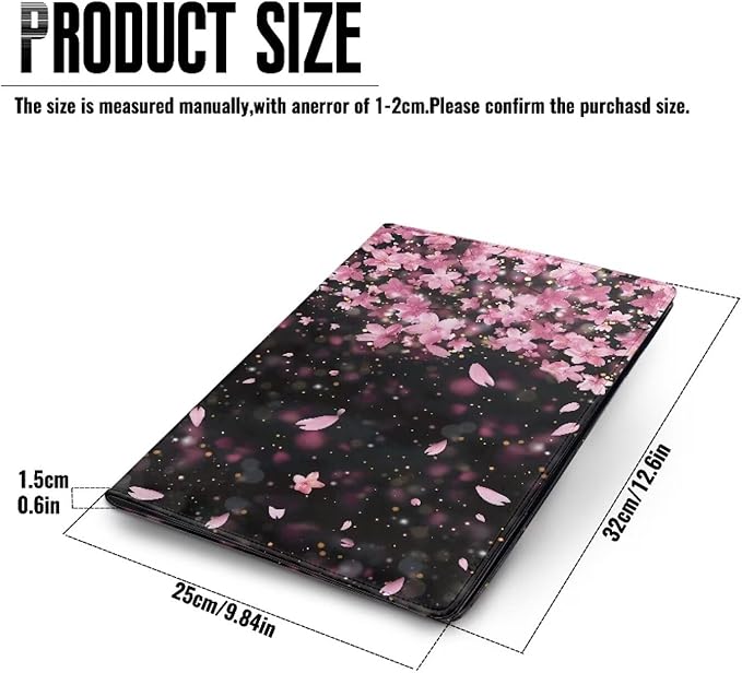 Office Folder Pink Cherry Blossom Print PU Leather Padfolio with A4 Size Clipboard Clip for Business Resume Interview Document Sleeve Binder Folder for Men/Women