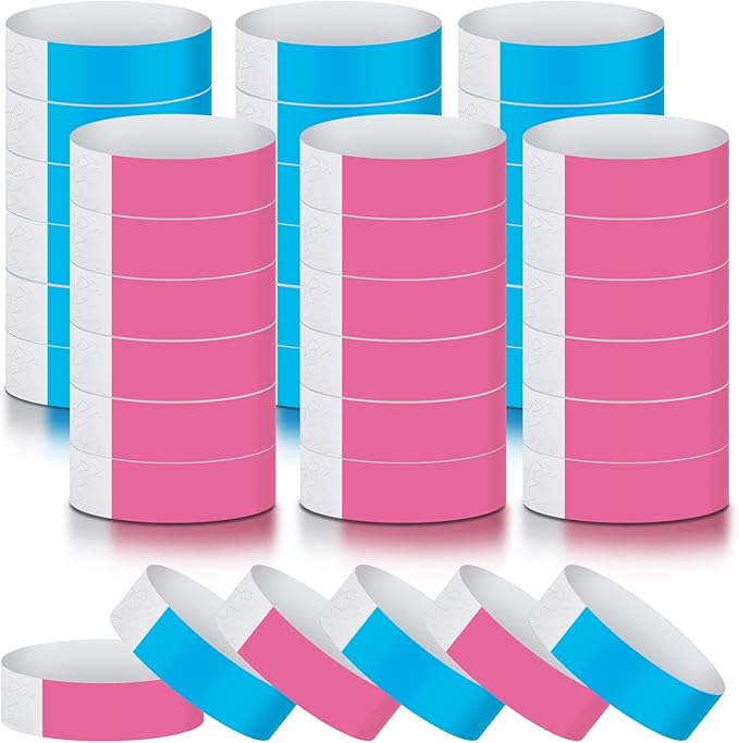 Epakh 600 Pcs Paper Wristbands Neon Wrist Bands Waterproof Handbands for Events Lightweight Concert Wristbands Neon Colored Adhesive Wrist Band for Party