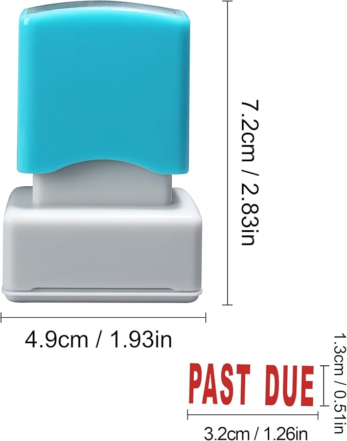 WAFJAMF Past Due Stamps–Self-Inking Rubber Office Stamp Red Ink Message Stamp-Medium