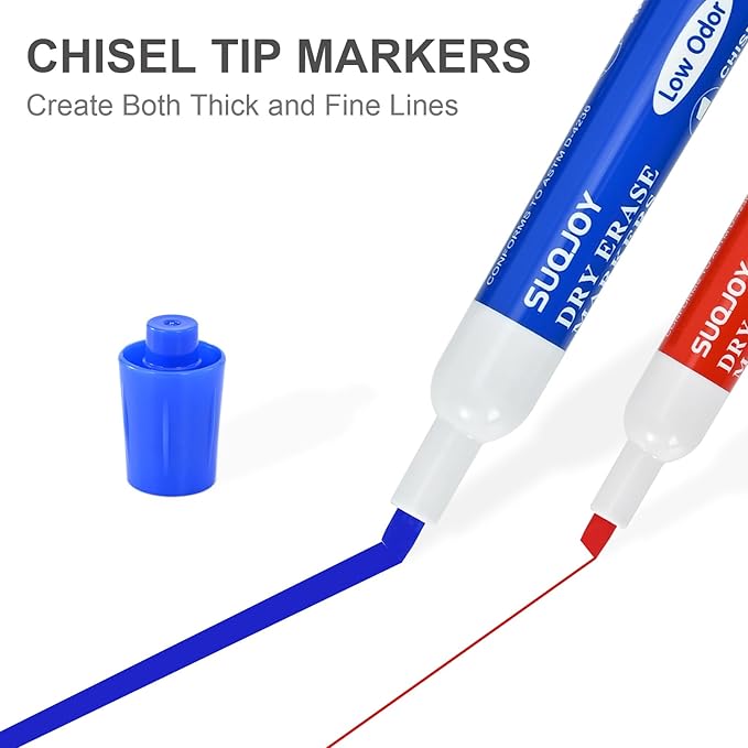 Dry Erase Markers, Chisel Tip Whiteboard Markers, Low Odor Dry Erase Marker, 36 Bulk 12 Assorted Color Markers for Kids/Teachers