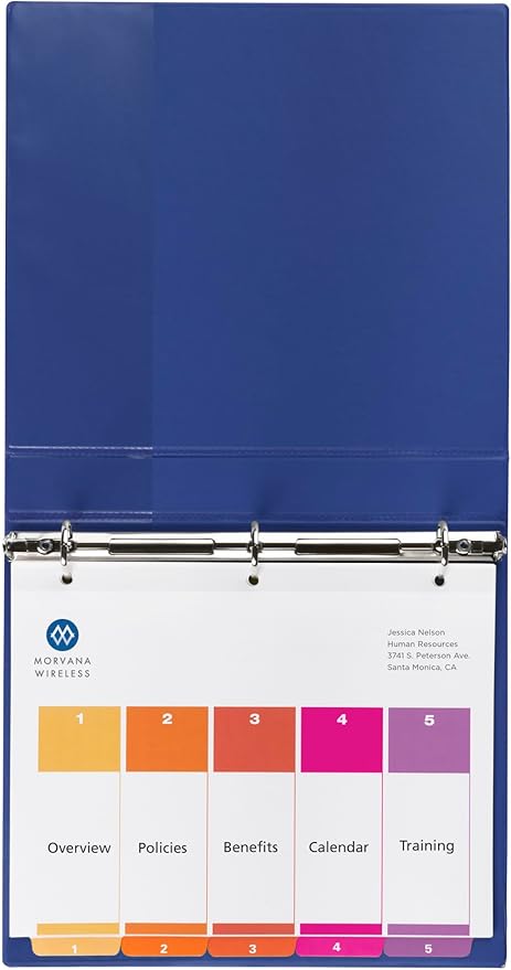 Avery 5 Tab Dividers for 3 Ring Binders, Customizable Table of Contents, Multicolor Tabs, 3 Sets (11070)