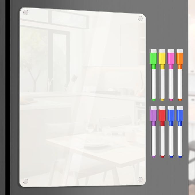 Acrylic Dry Erase Board Whiteboard for Fridge Meal Planner Menu Board for Kitchen to do List Shopping List Grocery List Family Dinner Refrigerator Chore Chart Board 2024 Planning Board, Pure White