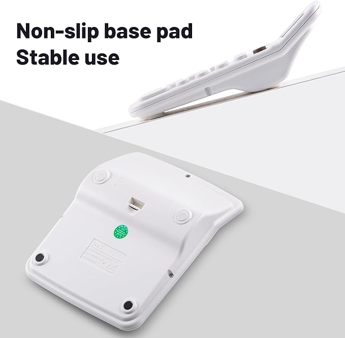 Golcellia Calculators Desktop, White Calculator, Cute Calculator 12 Digit Desk Calculator Large Display, Dual Power Solar Battery, Office Home School Supplies for Adults & Students