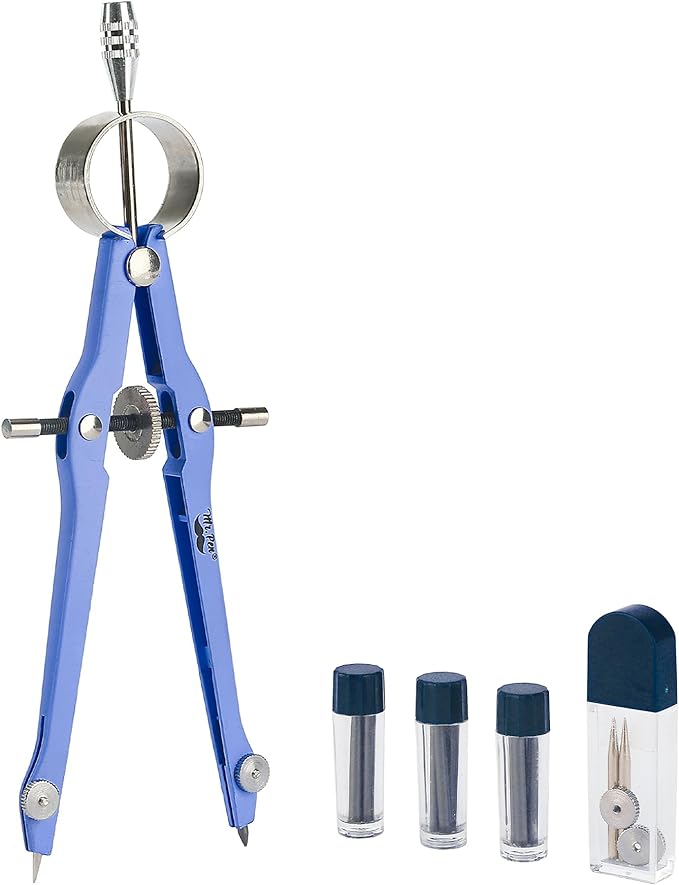 Mr. Pen- Professional Compass for Geometry, Blue with Extra Leads, Metal Compass with Lock, Drawing Compass, Geometry Compass, Math Compass, Compass Drawing, Drafting Compass, Drafting Tools