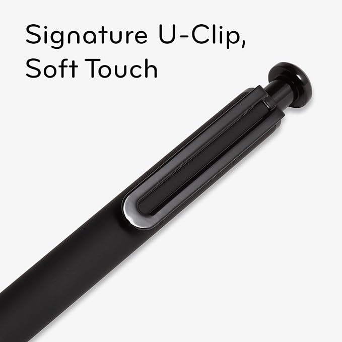 U Brands Midnight Monterey Ballpoint Pens, Set of 2, Black Soft Touch, Painted Black Details, Bold (1.0 mm) Point, Black Ink