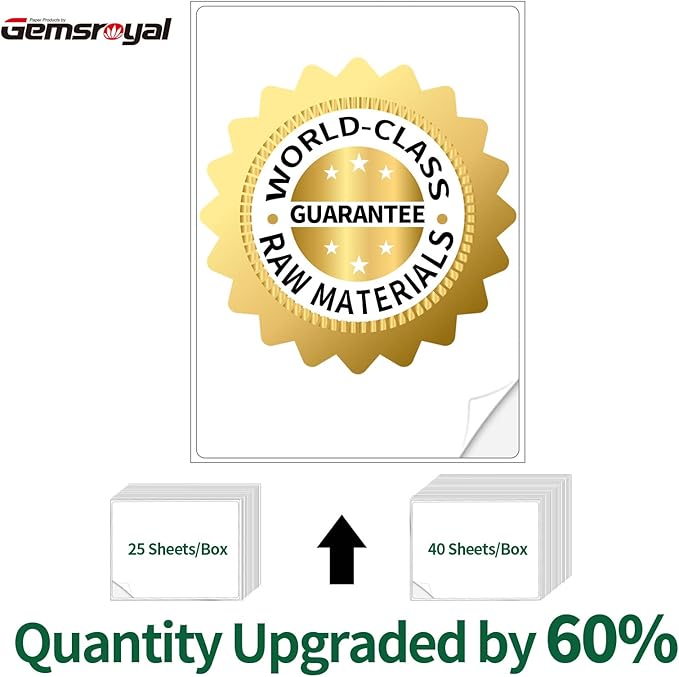 Printable Full Sheet Labels,8.5"×11",40 Sheets,Big Labels,Full Sheet Sticker Paper 8.5×11 for Laser/Inkjet Printers,Full Page Labels 8.5×11 White Matte,Large Labels, Letter Size