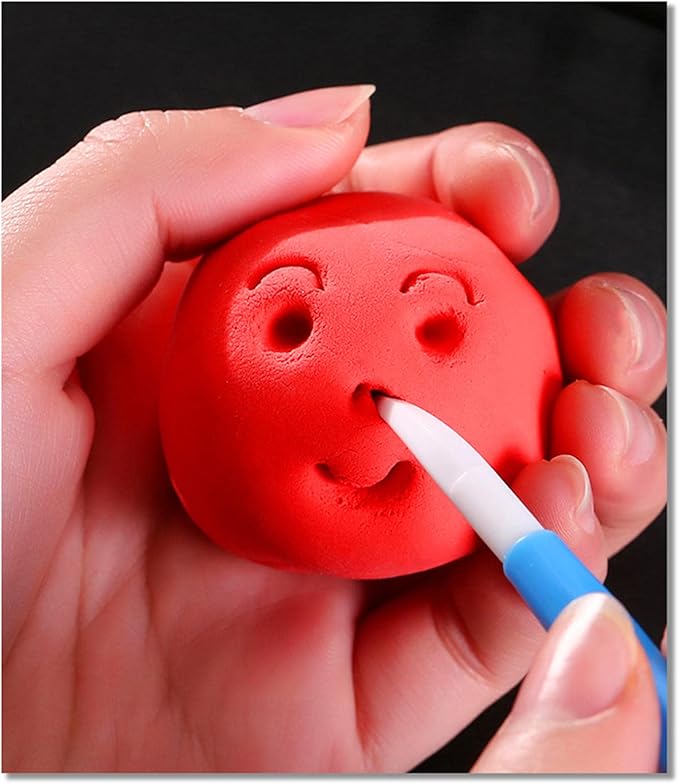 31pcs Polymer Clay Sculpting Tools Set, Air Dry Modeling Clay Roller Dotting Tool Kit Fondant Metal Cutters Silicone Embossing Pen Balls Stylus Rollin