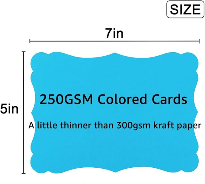 50 Pack Blank Kraft Cards Cardstock Thick Paper Brown Greeting Cards for DIY Gift Card Menus, Baby Shower and Wedding Invitations (Multicolored, 5x7IN)