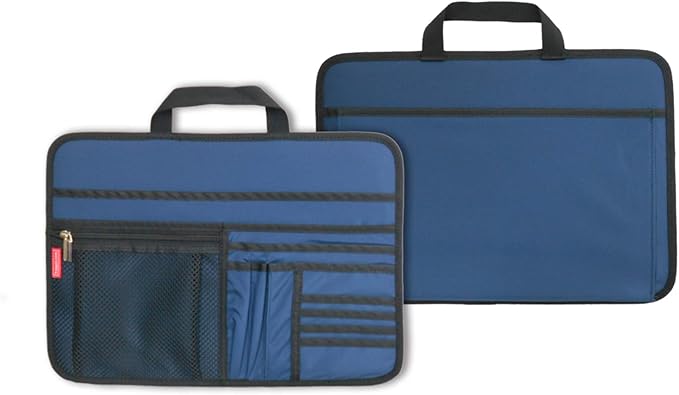 Unisex Bag Briefcase Insert Organizer Office File Document Storage Organizer (L) (Navy)