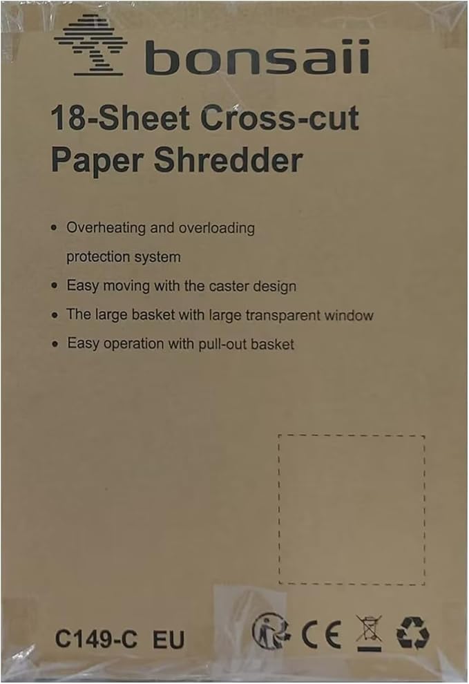 Bonsaii Paper Shredder, 18-Sheet 60-Minutes Shredder for Office Heavy Duty Cross-Cut Shredder with 6 Gallon Pullout Basket 4 Casters(C149-C)
